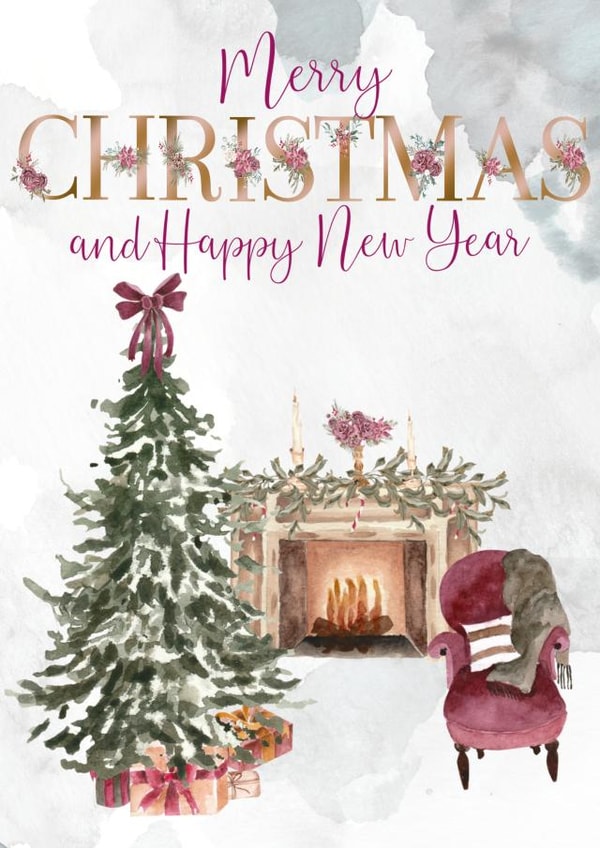 Watercolour christmas card created by Lili's Papers Co.