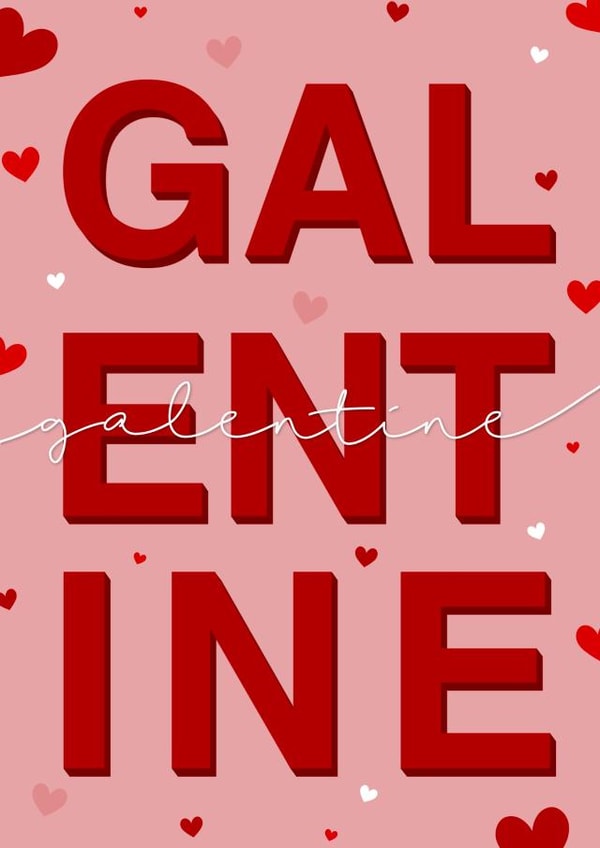 Heart print best friend bestie galentine’s day card created by The Girl Next Draw Cards