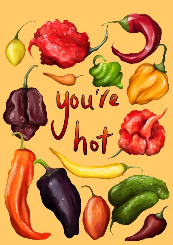 You’re hot spicy love card created by Katie Tinkler illustration