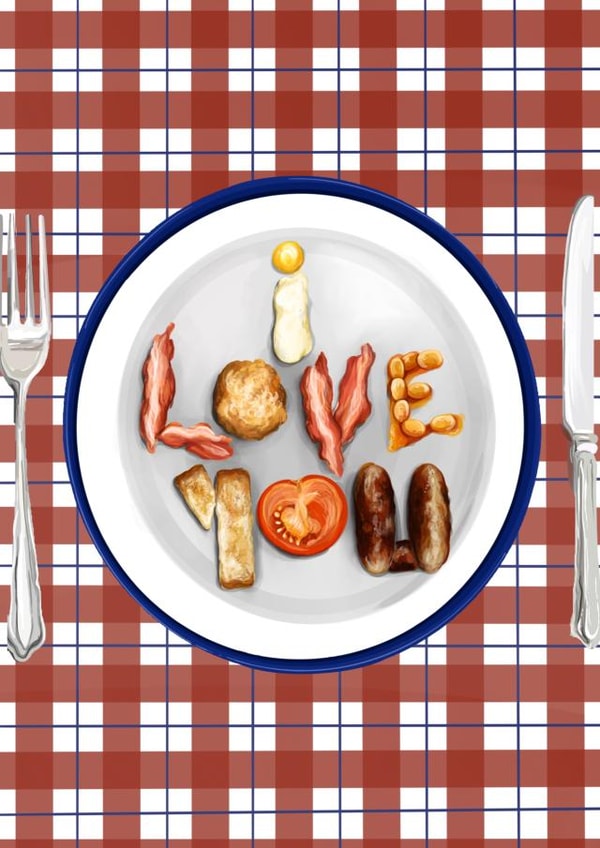 I love you fry up bacon breakfast created by Katie Tinkler illustration