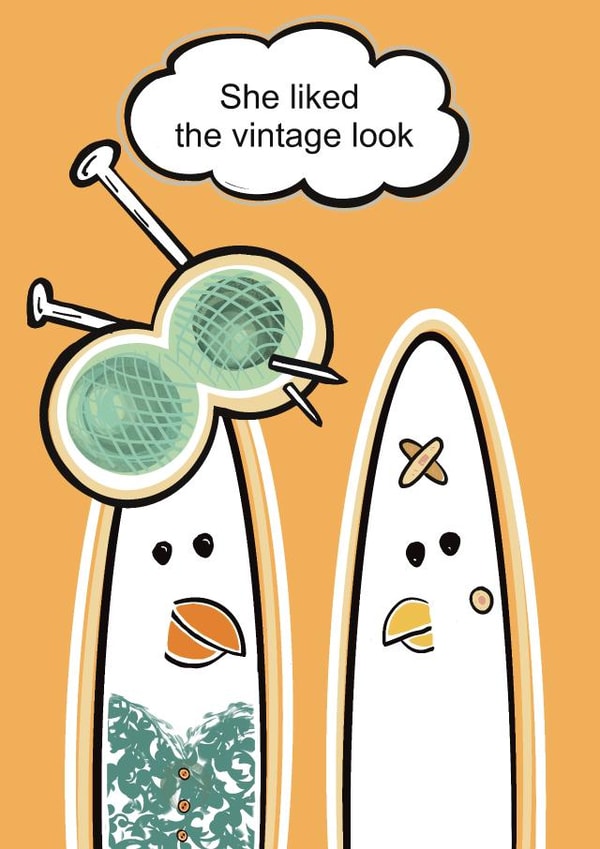 Vintage birthday card humour created by Emma Cairn Art
