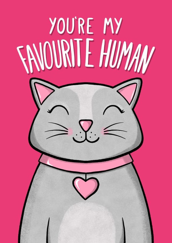 Favourite Human - Cat Valentine's and Anniversary Card created by Drawn to Cats