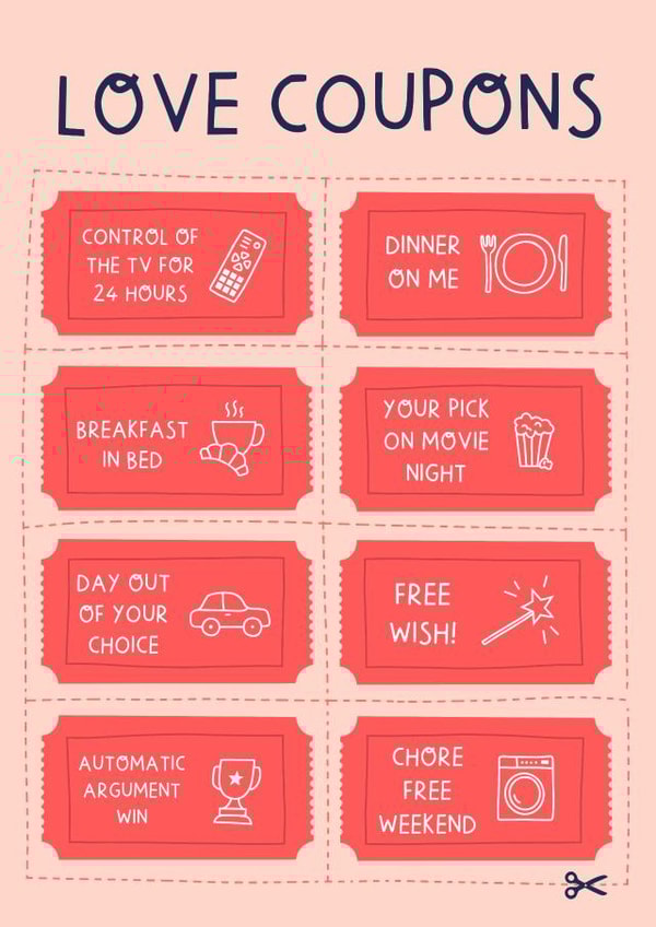 Love Coupons: Cut out Valentine's card created by Zoe Spry