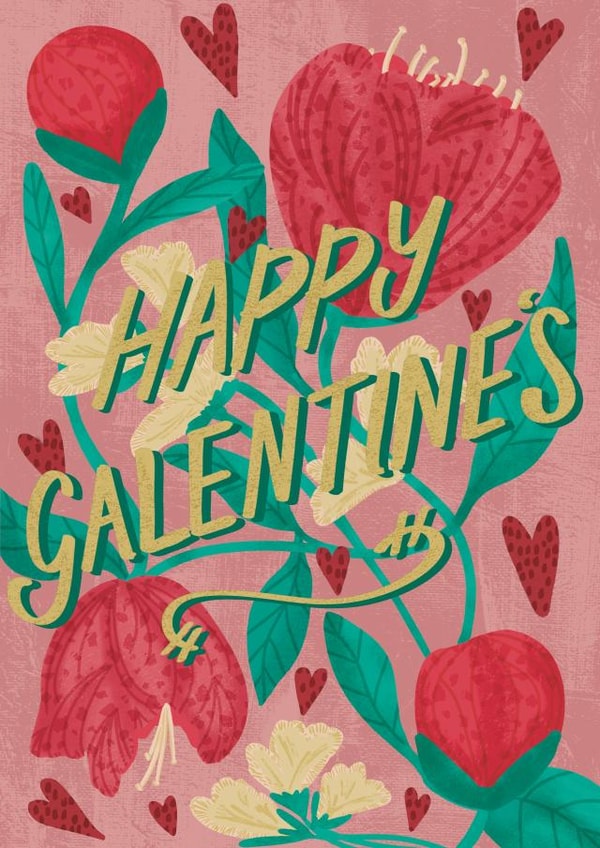Happy Galentine's Day Garden Flowers collage card created by Kattern Design