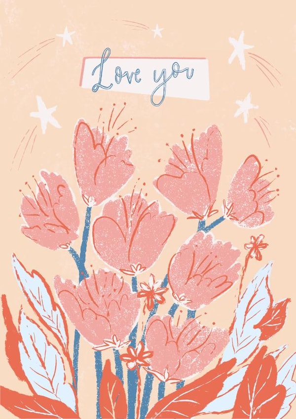 Love you floral bouquet card created by Envy Row