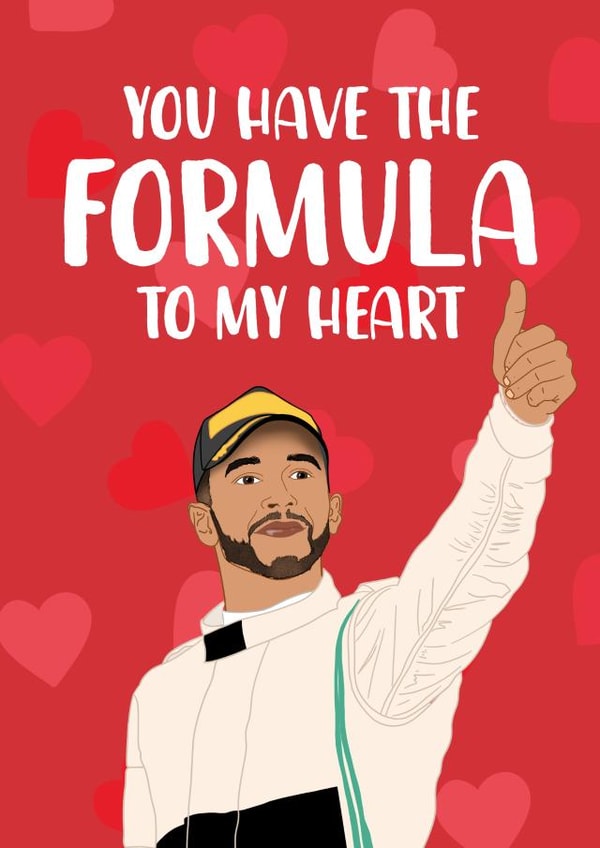 Funny Formula 1 Valentines Day card - Lewis Hamilton created by The Cake Thief