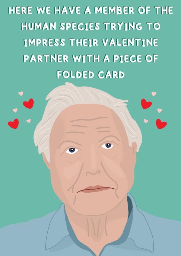 David Attenborough Valentines day card created by Red Koala