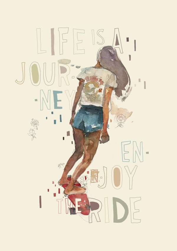 Birthday card with skateboarding girl created by Podessto