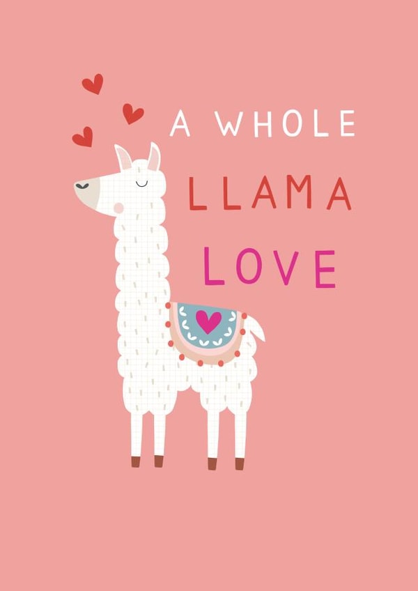 Llama Valentine card created by Sally Payne Design
