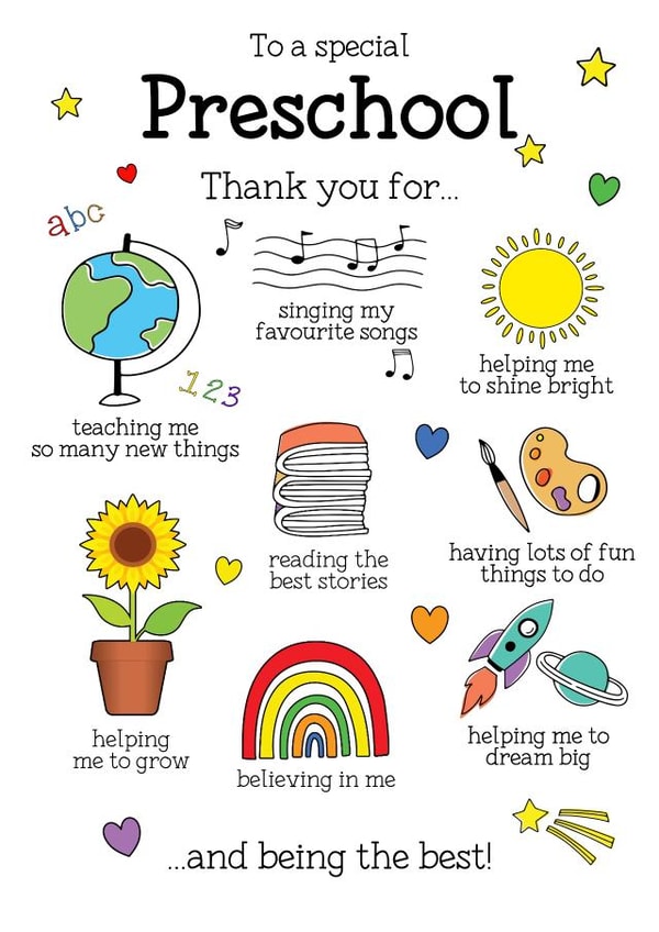 Preschool thank you card created by L M Designs and Prints