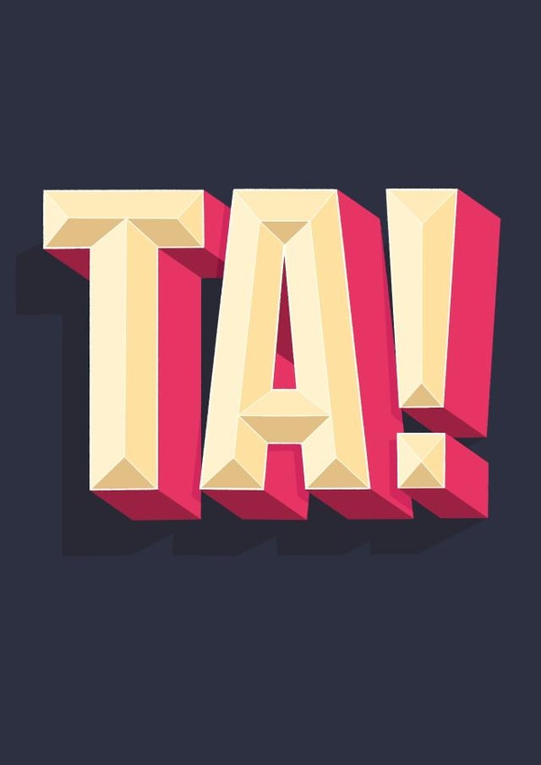 Hand-lettered typography Thank you card  created by Ellen Jane LDN