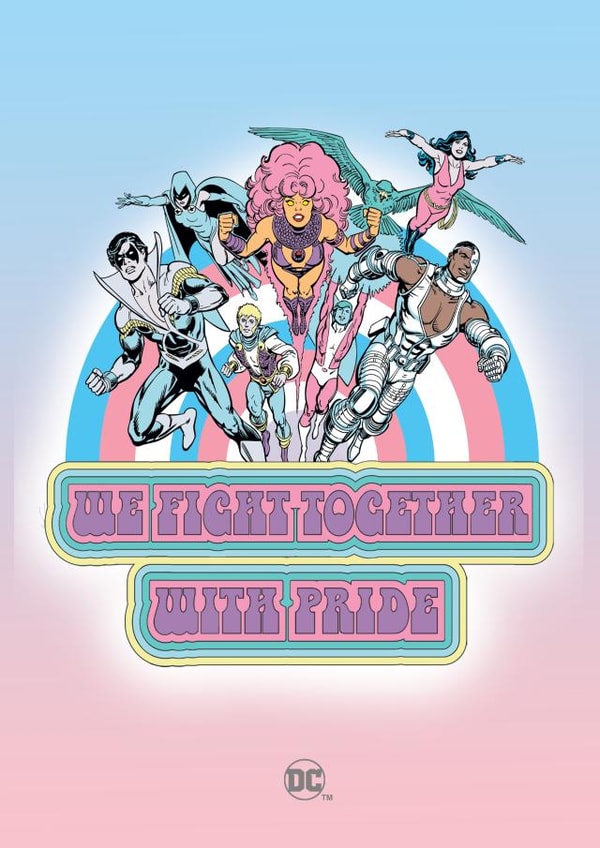 Trans Pride Flag Justice League Greeting Card created by Cardology