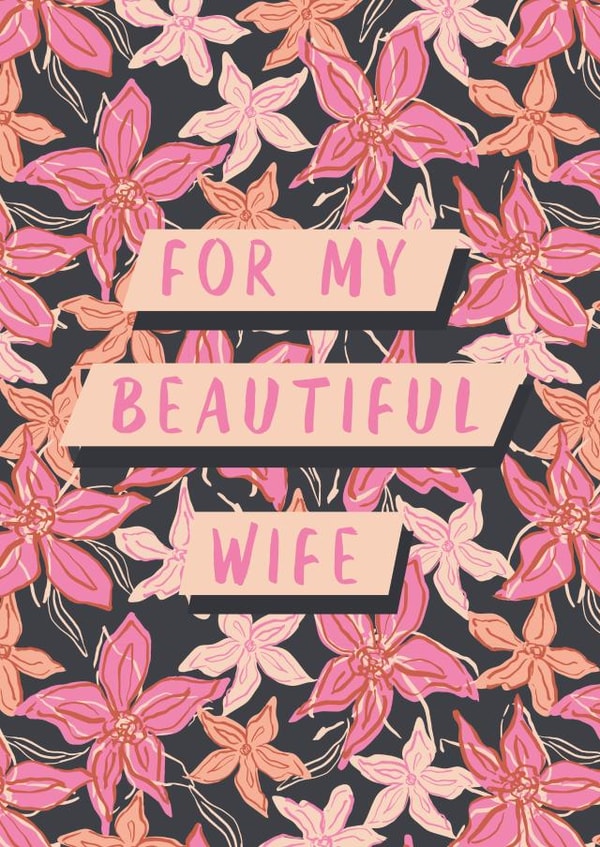 Beautiful wife floral anniversary valentines card created by Kattern Design