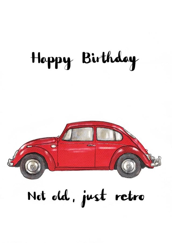 Birthday retro Beetle created by AVO-CARDO