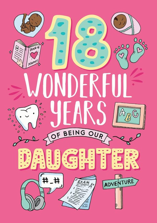 18th Birthday card for Daughter 1002 created by Eskimo Kiss Designs