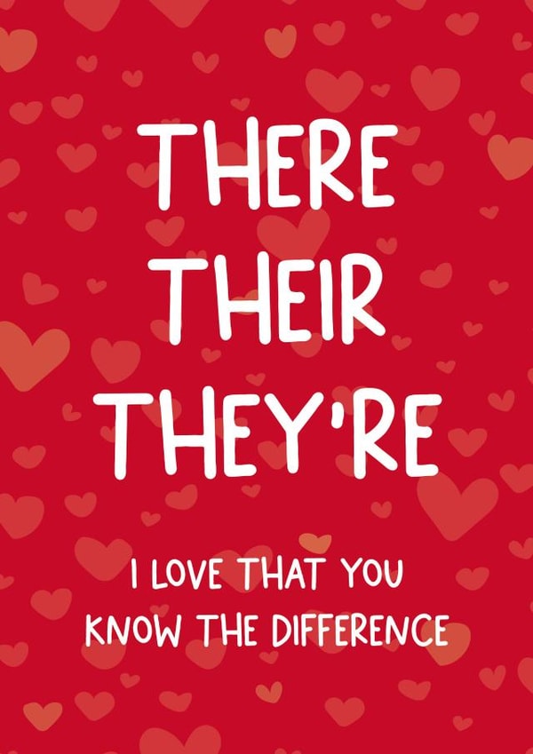 There their they're grammar valentines day card created by Chubby Sparrow