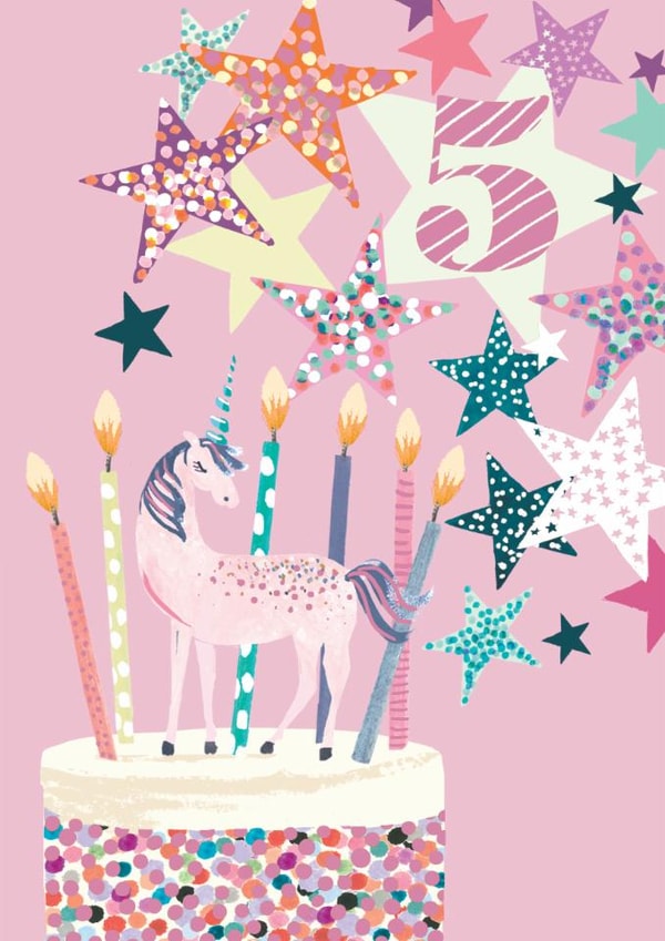 Age 5 Magical Unicorn Birthday Card created by Louise Tiler
