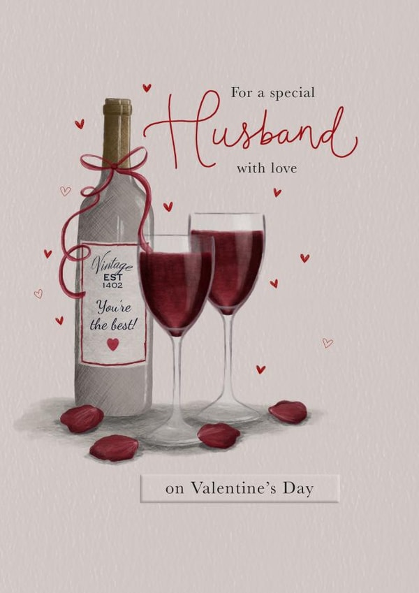 Husband Valentine's Day wine created by Sarah Hustwaite Illustration
