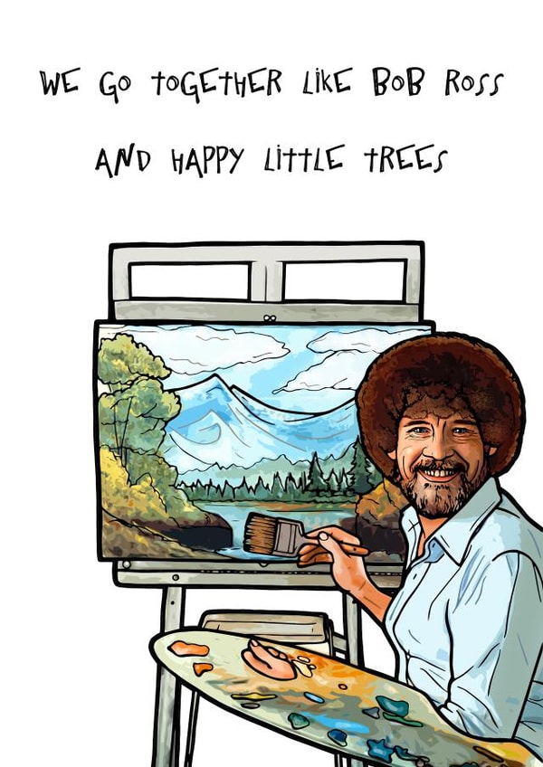 Bob Ross Cute Funny Valentine's Anniversary Card created by Drewit