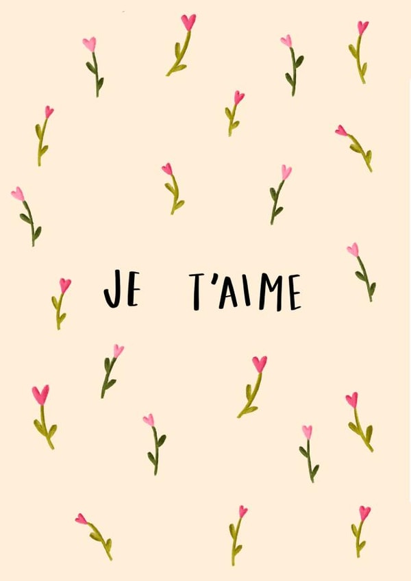 Je T’aime. Traditional and pretty Valentine’s Day card.  created by Isabella