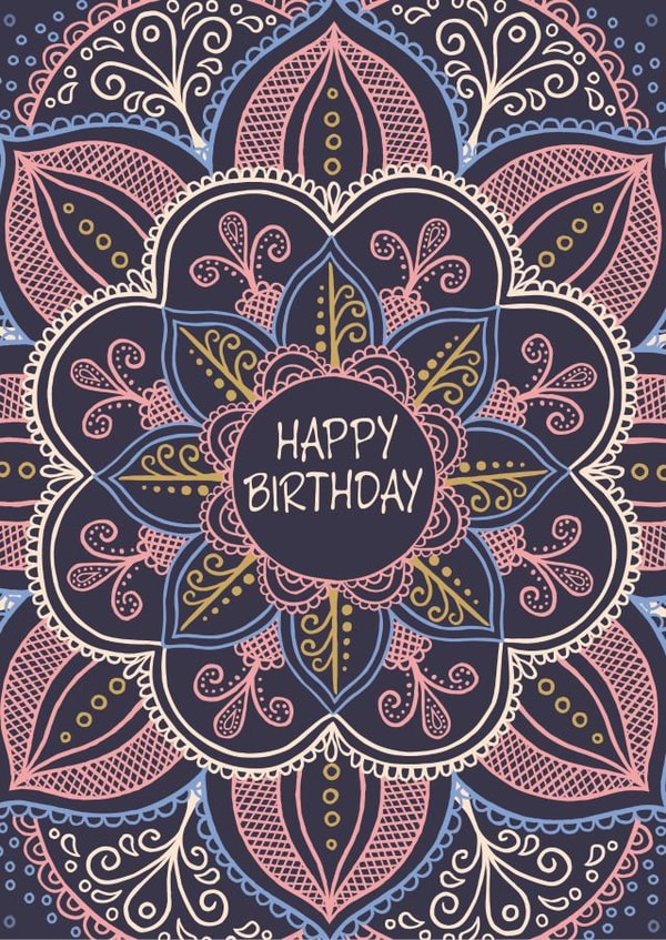 Happy Birthday - mandala circle created by Jackie Fecitt