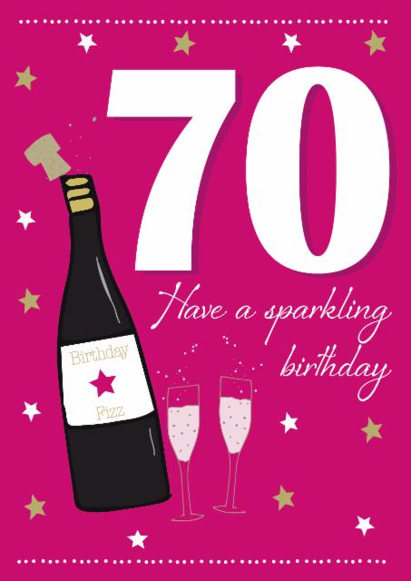 70th champagne sparkling birthday card | thortful