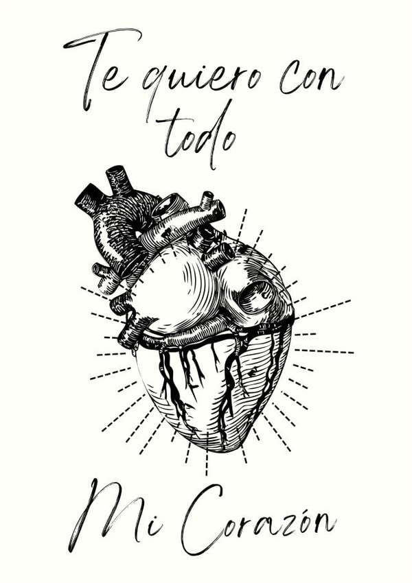 My Whole Heart Spanish Love Card created by Lilac Hailstorm