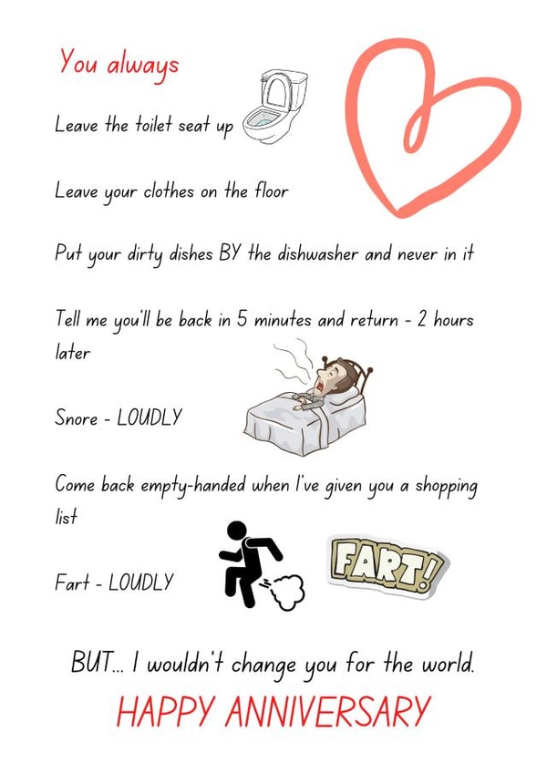 Happy Anniversary - I wouldn't change you for the world! created by Hackney and Jones Publishing