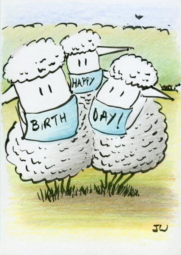 Masked Sheep Birthday Card created by Jon Warren