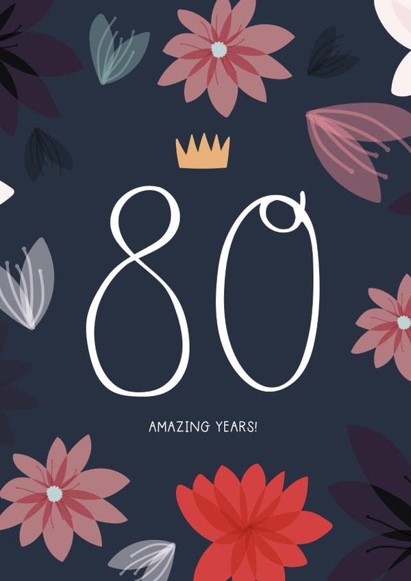 80th Birthday Card - 80 Amazing Years created by Two For Joy Illustration