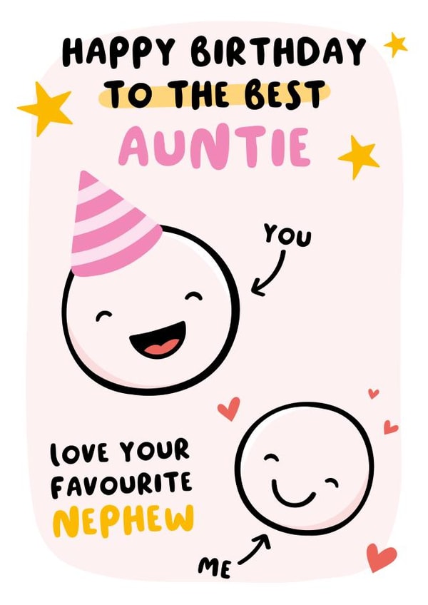 Best Auntie Birthday Card - From Nephew created by Macie Dot Doodles