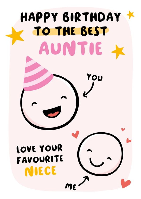 Best Auntie Birthday Card - From Niece created by Macie Dot Doodles