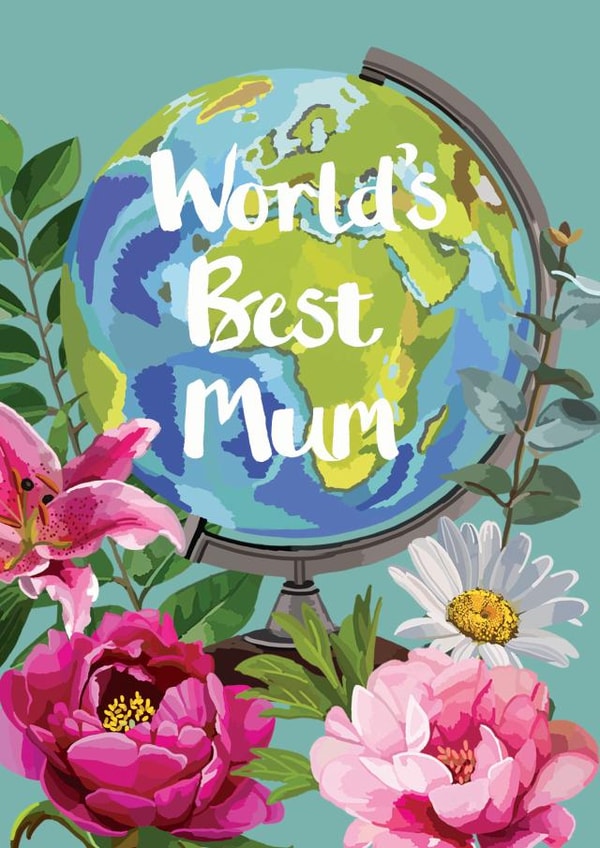 'Worlds Best Mum' globe with Spring Flowers created by Sarah Kelleher