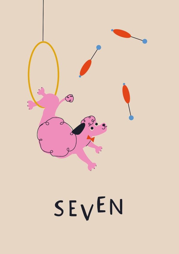 Circus Seven Kids Dog 7th Birthday Card created by Betiobca