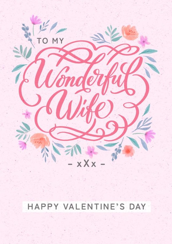 Wife Valentine's Day Calligraphy Card created by Dalia Clark Design