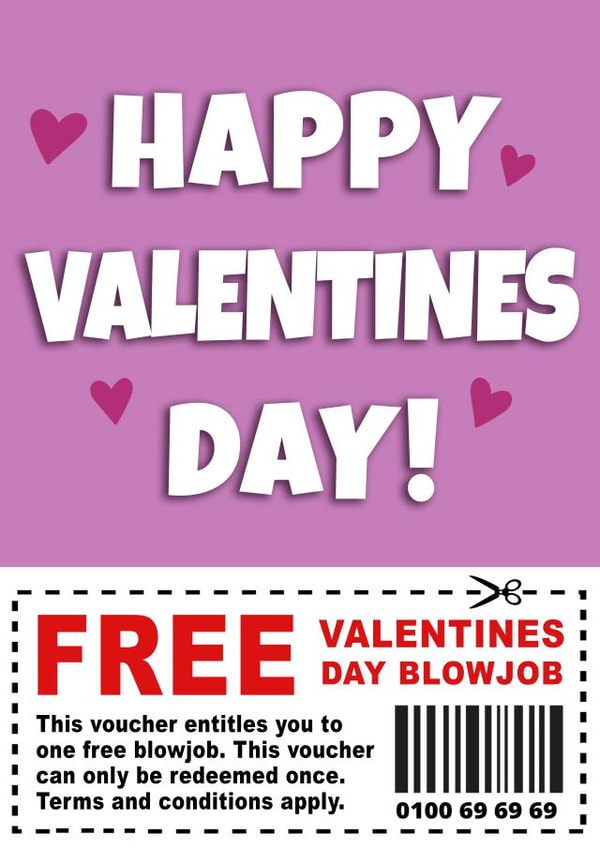 Valentines Day BJ Voucher Valentines Day Card 1002 created by Hint of Sarcasm