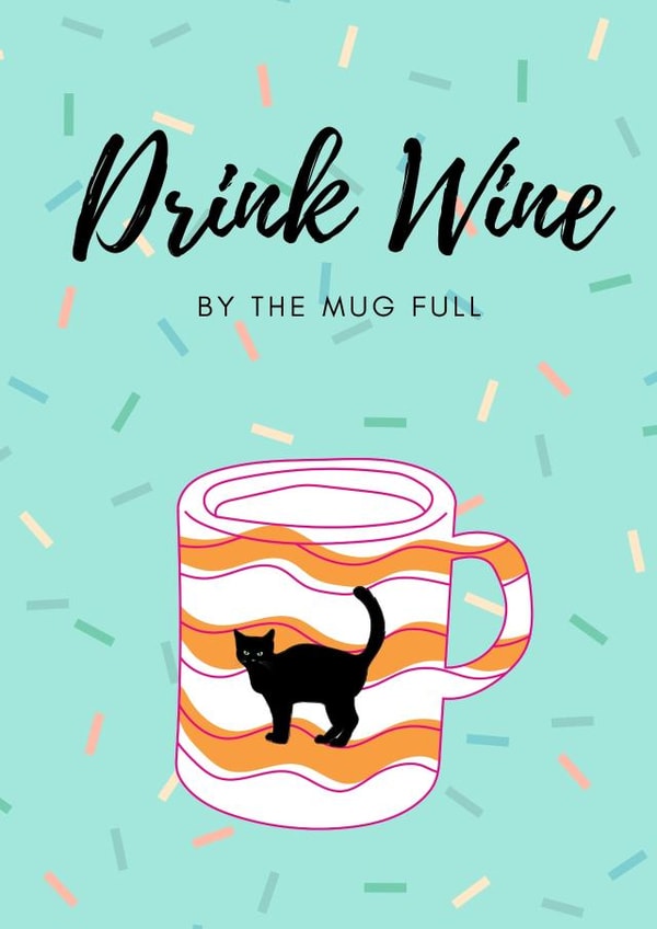 Drink Wine by Cat Mug created by Sabbington Designs