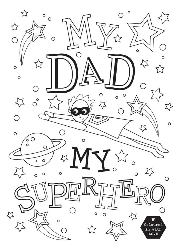 Colour Me In - Dad Superhero Card created by Heidi Pie