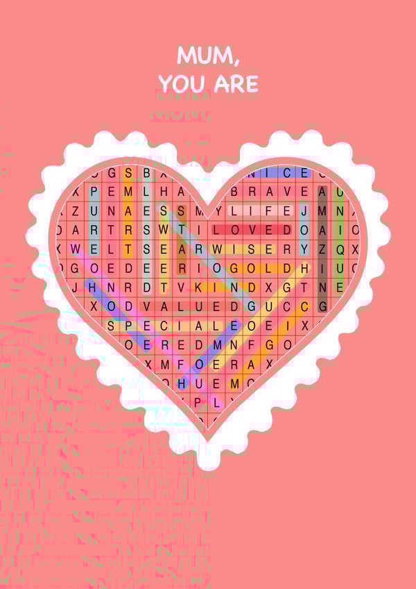 Word search affirmation Mother's Day Card created by Craft Imprint