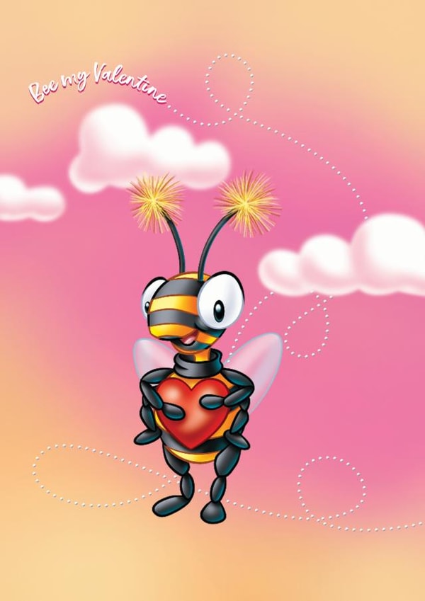 Bee My Valentine Cute Bee Card created by Slinkeee Illustration