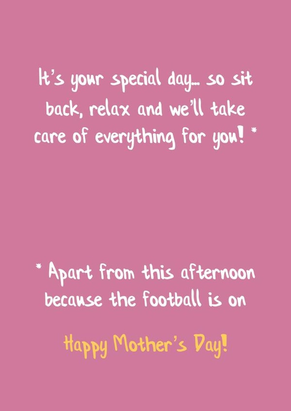 Mother's Day Football is on card created by SayItWithSport