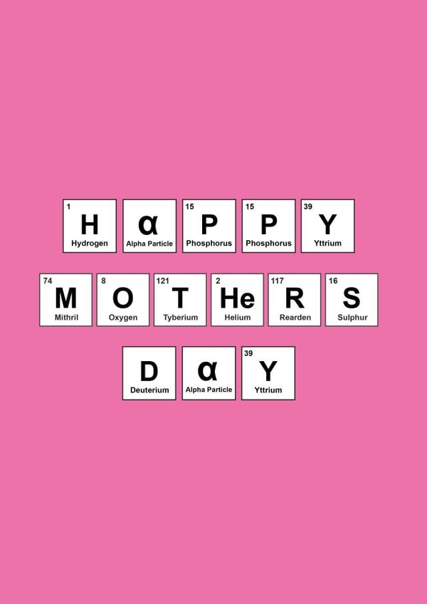 Periodic Table Happy Mother's Day Card created by Matt Facer