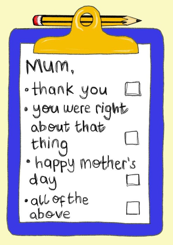 Mother’s Day Checklist Card created by Rosie Johnson Illustrates