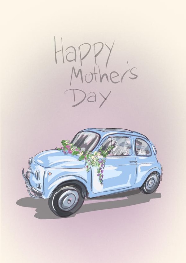 Fiat 500 cute car Mother’s Day  created by Boy Oh Boy Designs