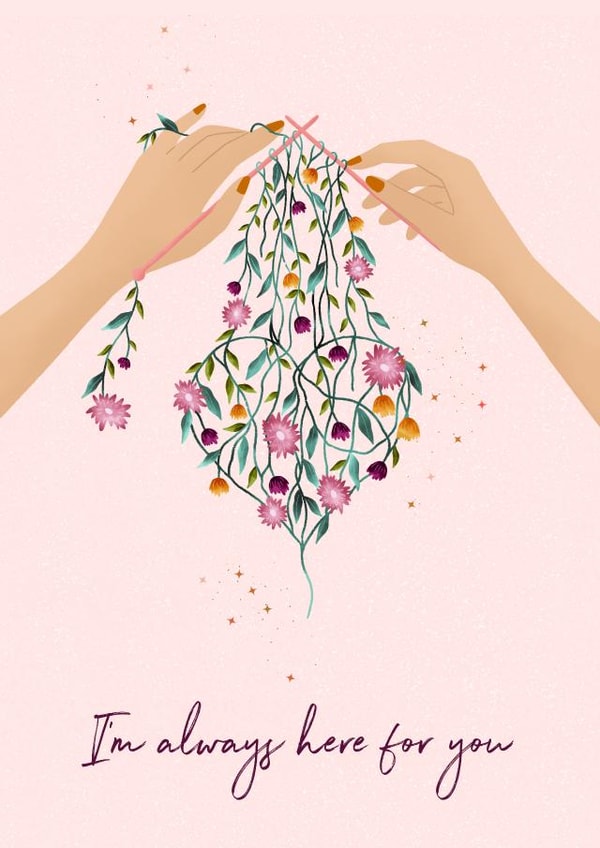 Thinking of you knitted heart card created by Make and Tell