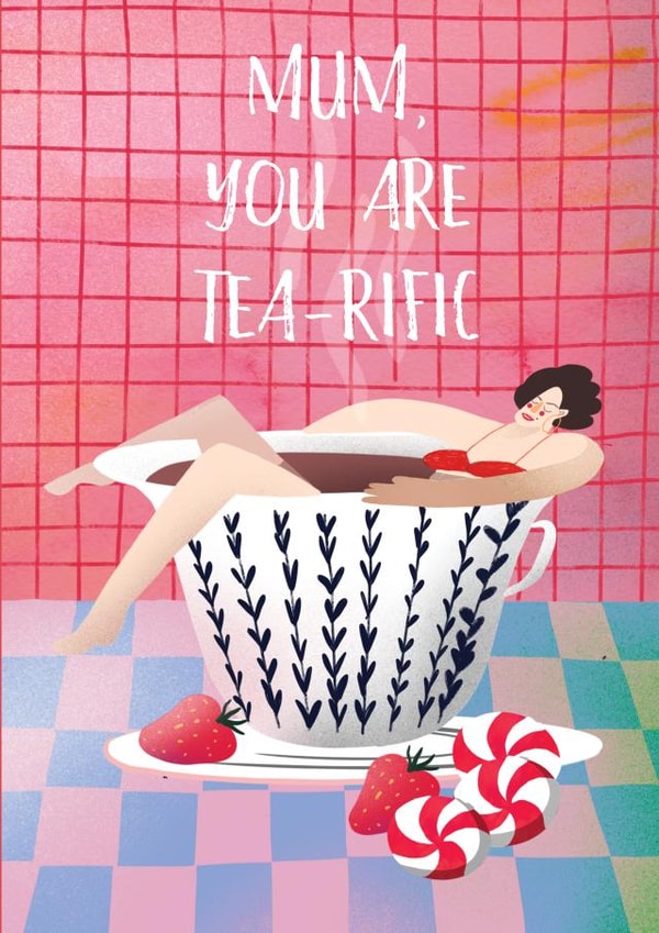 Tea and sweet mummy card  created by holaholga