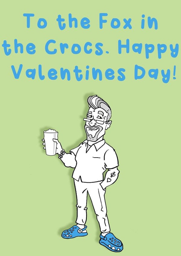 Valentines day fox in the crocs created by Studio Beastly.