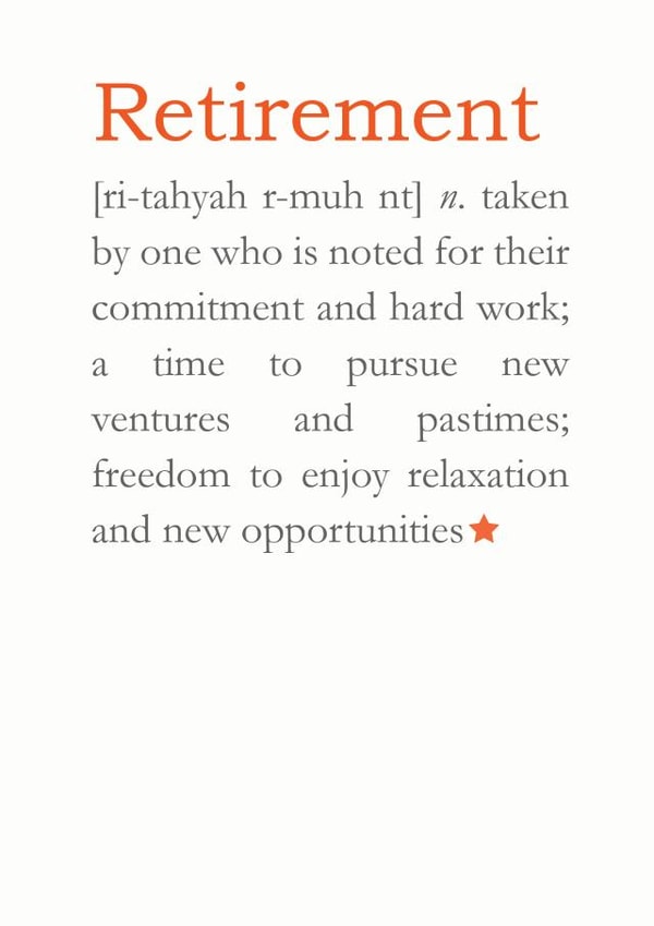 Retirement Definition Card created by Bombus