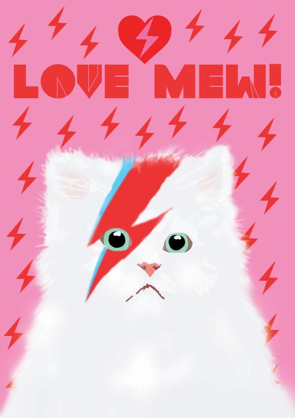 Valentines Cat Card - Love Mew - with Lightning Bolt created by @ChildstarSamantha