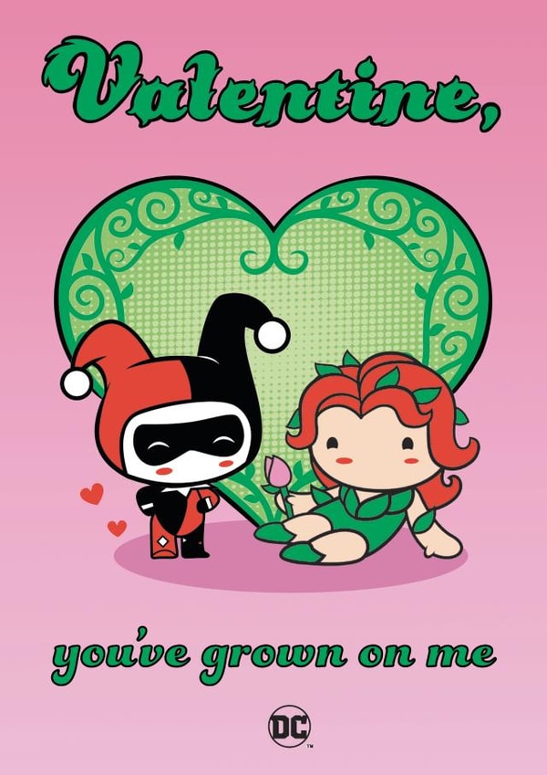 Funny Valentine's Day Card - Harley Quinn - Poison Ivy - Grown on Me - DC Comics created by Cardology